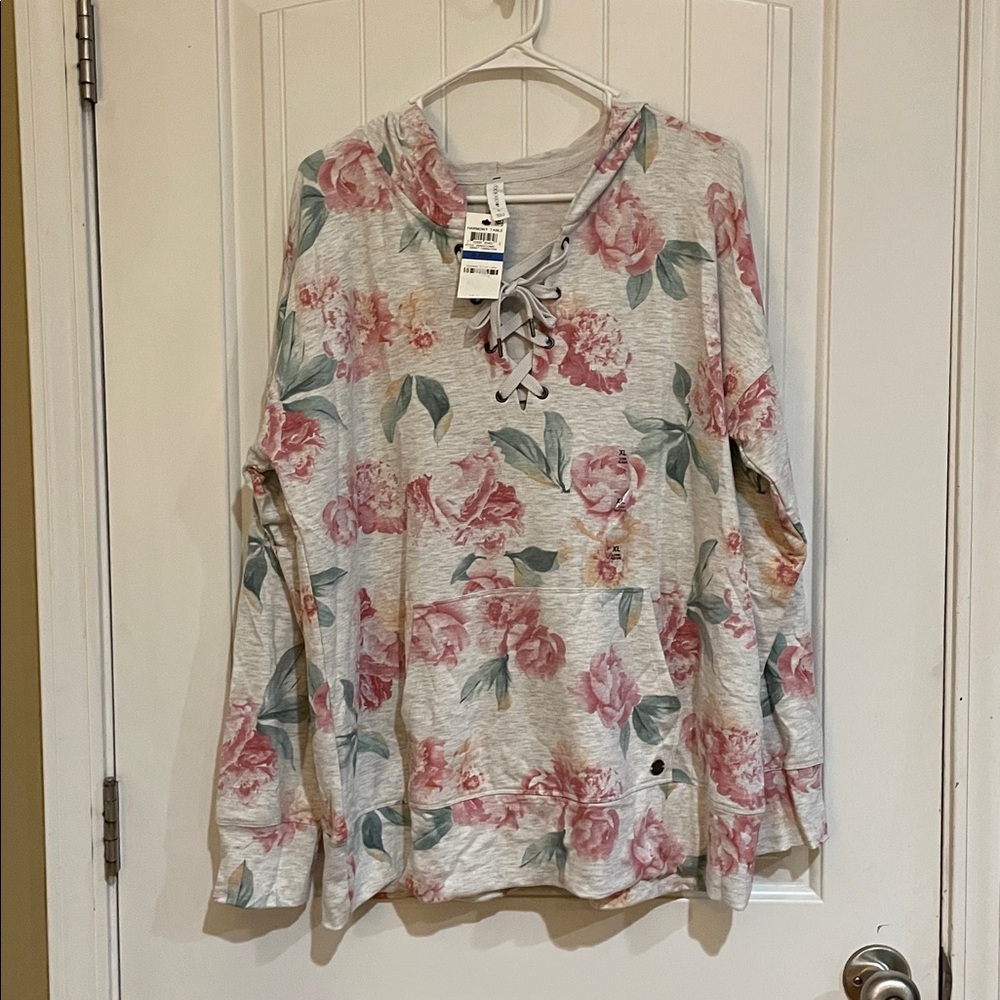🩷Ideology XL sweet carnation hoodie with floral design NWT
